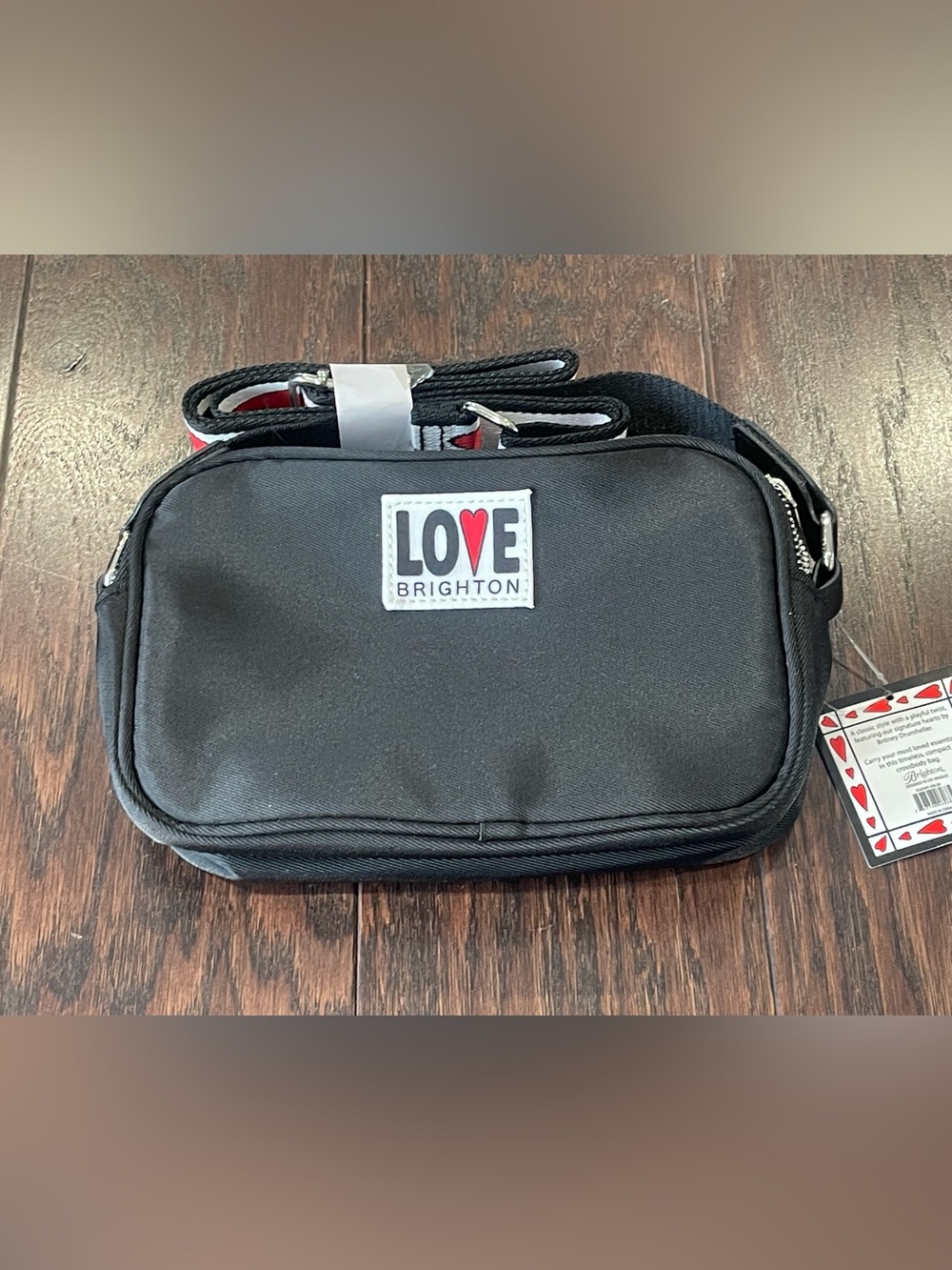 Brighton Bag Womens OS Black Love Essentials Crossbody D30309 Heart Strap New